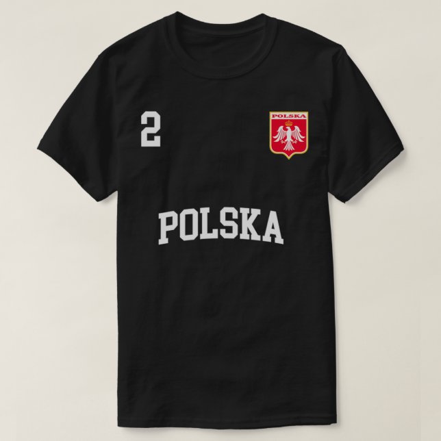 Poland Team Sports Number 2 Soccer Polish Flag  T-Shirt (Design Front)
