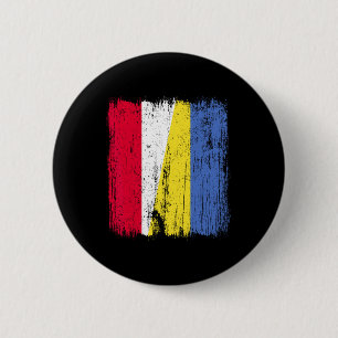 Poland Ukraine Half Flag Polish Ukrainian Heritage 6 Cm Round Badge
