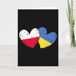 Poland Ukraine Heart Flags Polish Ukrainian Dual F Card