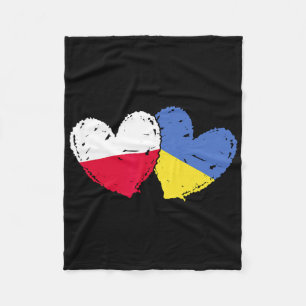 Poland Ukraine Heart Flags Polish Ukrainian Dual F Fleece Blanket