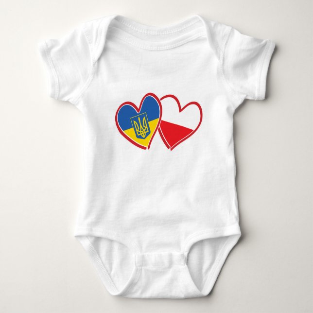 Poland Ukraine love hearts Baby Bodysuit (Front)