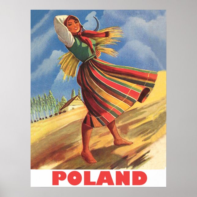 Poland, village woman in the field poster (Front)