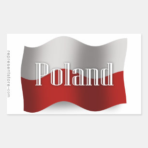 Poland Waving Flag Rectangular Sticker