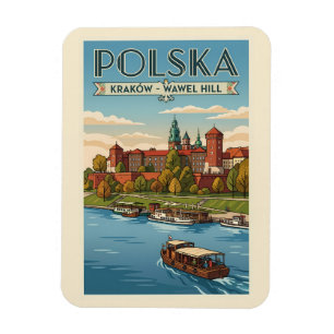 Poland Wawel Royal Castle Illustration Travel Art  Magnet