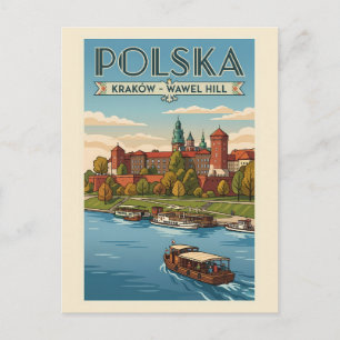 Poland Wawel Royal Castle Illustration Travel Art  Postcard
