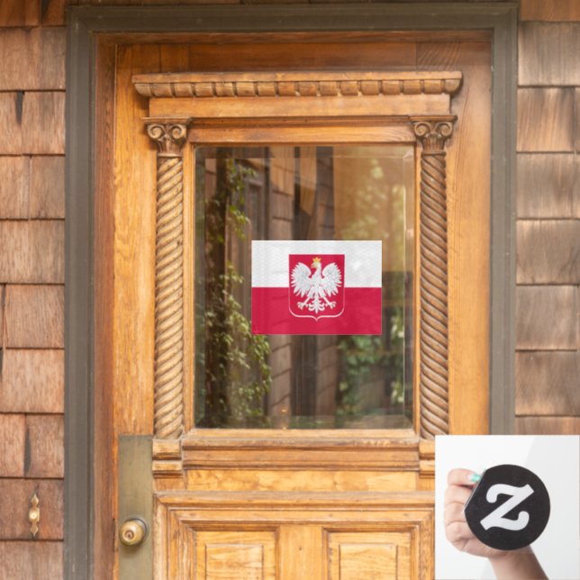 Poland Window Sign, Emblem, Cling, Polish Flag (Home Door)