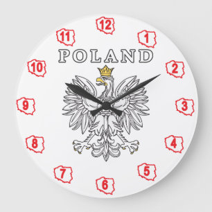 Poland With Polish Eagle Large Clock