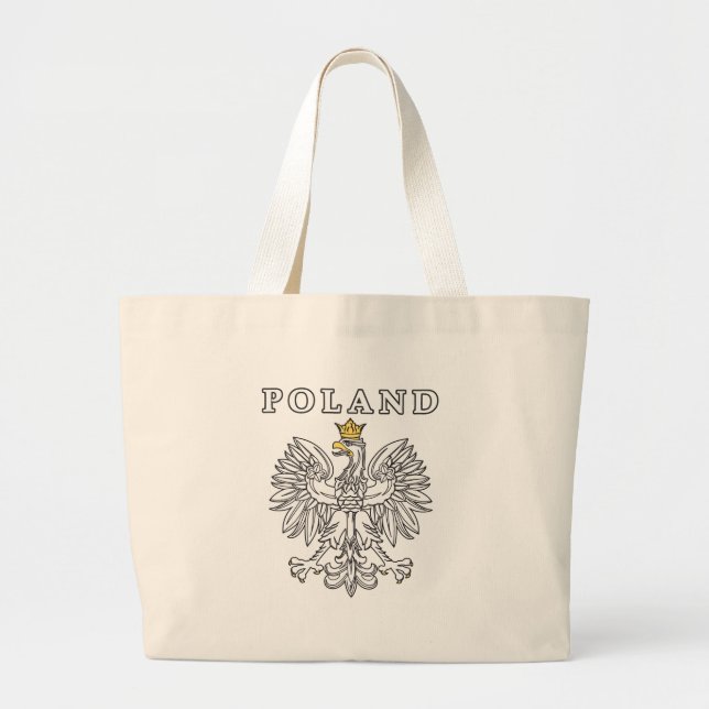 Poland With Polish Eagle Large Tote Bag (Front)