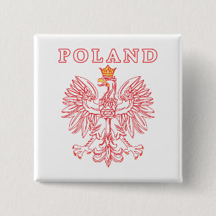 Poland With Red Polish Eagle 15 Cm Square Badge