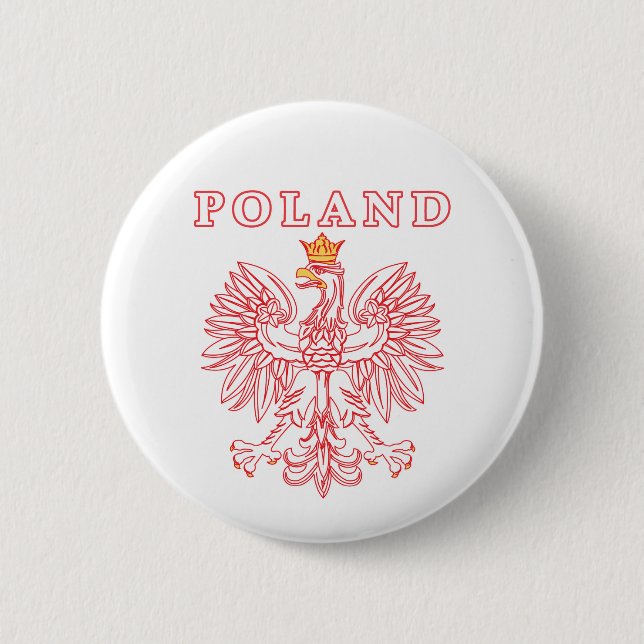 Poland With Red Polish Eagle 6 Cm Round Badge (Front)