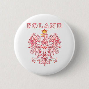 Poland With Red Polish Eagle 6 Cm Round Badge