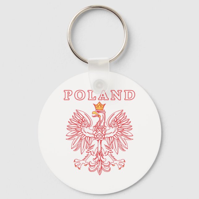 Poland With Red Polish Eagle Key Ring (Front)