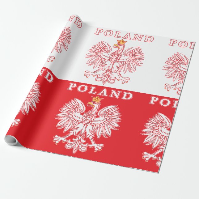 Poland With Red Polish Eagle Wrapping Paper (Unrolled)