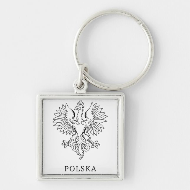 Poland's White Eagle Contemporary State Emblem  Key Ring (Front)
