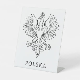 Poland's White Eagle Contemporary State Emblem  Pedestal Sign