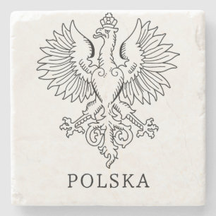 Poland's White Eagle Contemporary State Emblem Stone Coaster