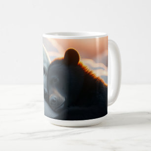 Polar and black bear hugging coffee mug