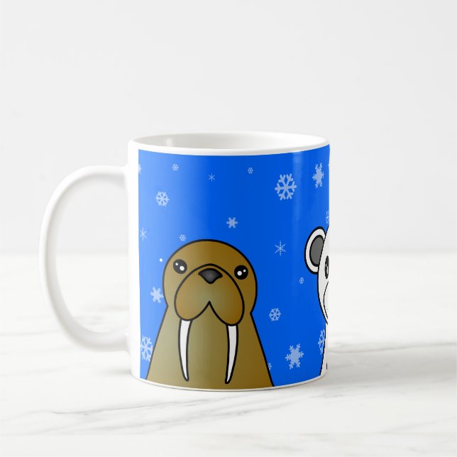Polar Animals Blue Snowflake Mug (Left)