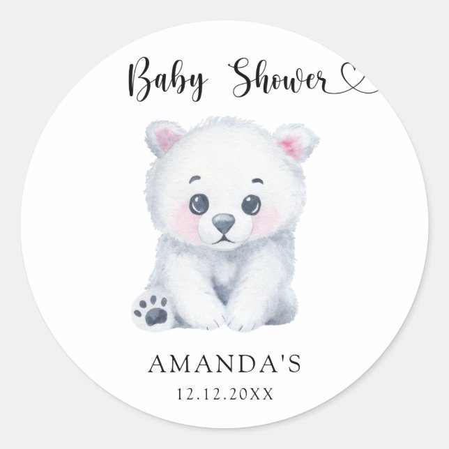 Polar baby bear - Baby Shower Classic Round Sticker (Front)
