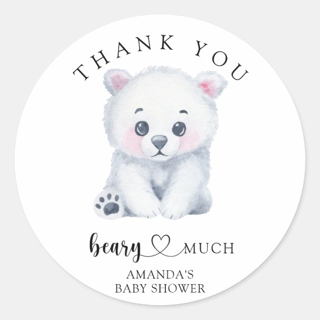Polar baby bear - thank you beary much classic round sticker (Front)