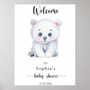 Polar baby bear - Welcome baby shower Poster