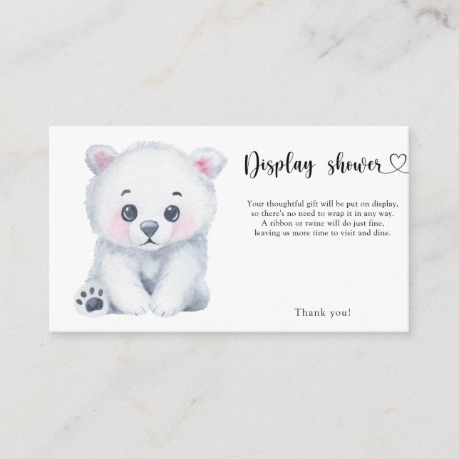 Polar baby bear winter display shower card (Front)