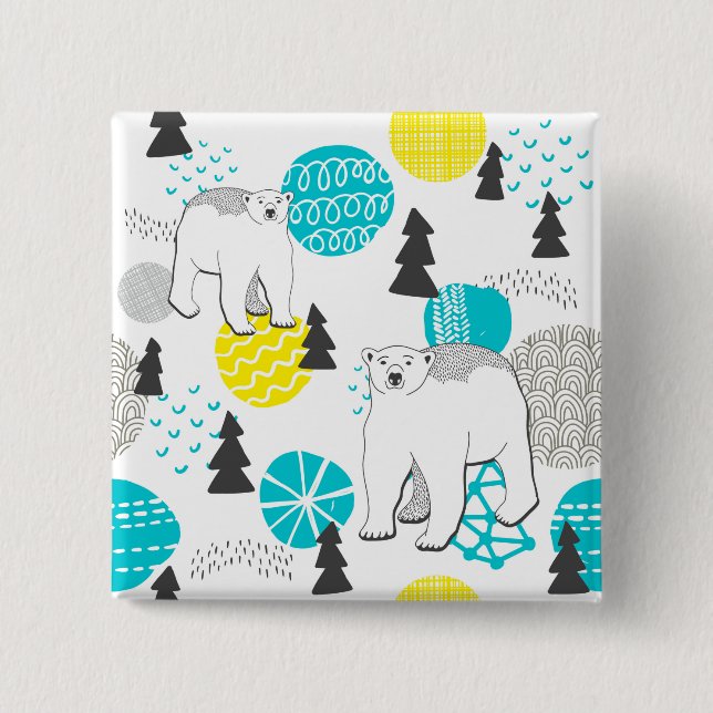 Polar bear 15 cm square badge (Front)