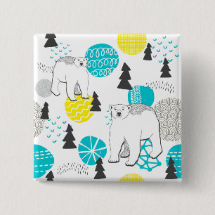 Polar bear 15 cm square badge