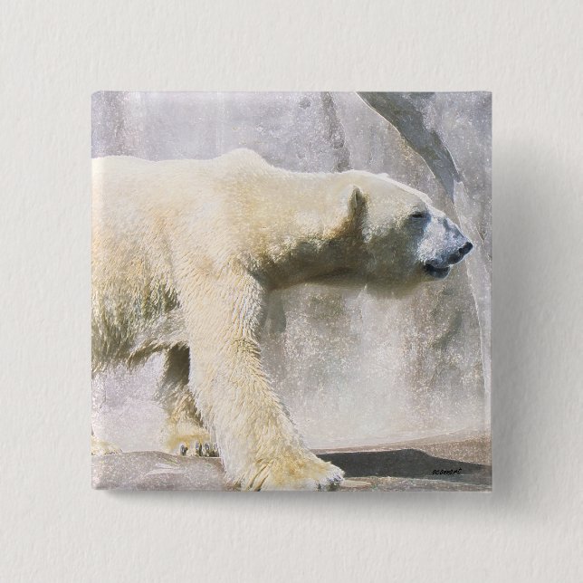 polar bear 15 cm square badge (Front)