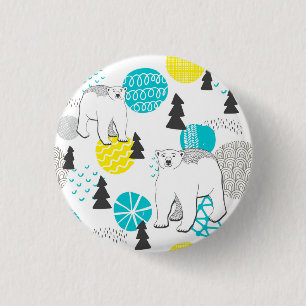 Polar bear 3 cm round badge