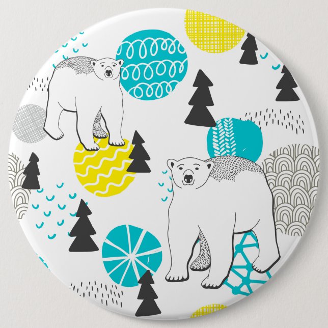 Polar bear 6 cm round badge (Front)