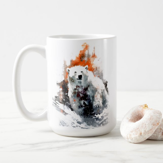 Polar Bear American Wild Animal  Coffee Mug (With Donut)