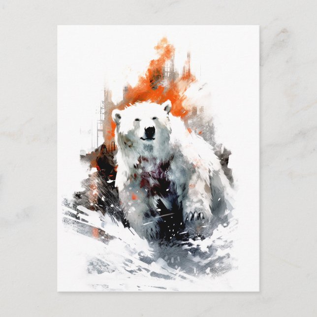 Polar Bear American Wild Animal  Holiday Postcard (Front)