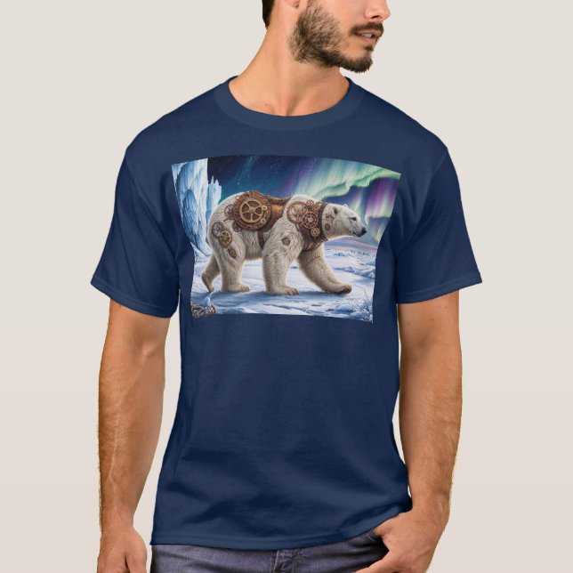 Polar Bear and Aurora Art T-Shirt (Front)