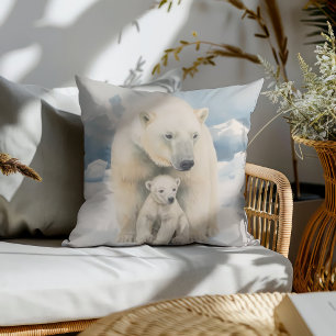 Polar Bear and Cub Arctic Elegance Cushion