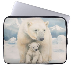 Polar Bear and Cub Arctic Elegance Laptop Sleeve