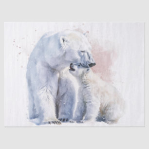 Polar Bear and Cub Watercolor Tissue Paper