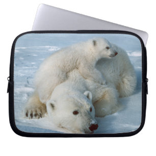 Polar Bear and Cub Wildlife Lovers Laptop Sleeve