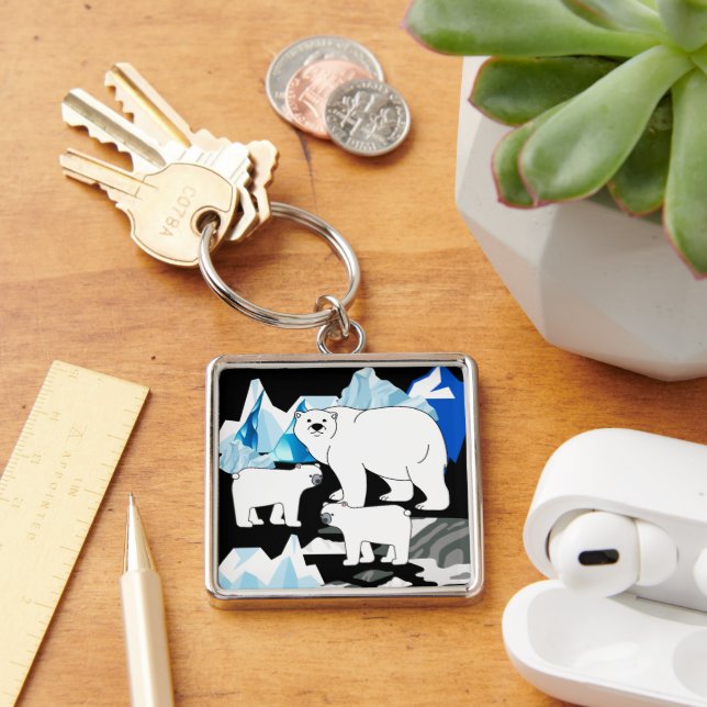 Polar Bear And Cubs Key Ring (Desk)