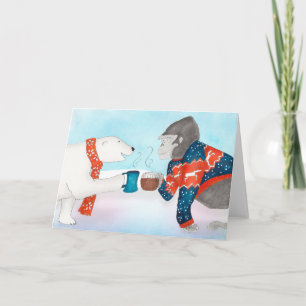 Polar bear and gorilla Christmas card