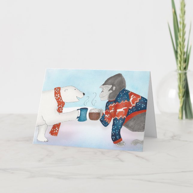 Polar bear and gorilla Christmas card (Front)