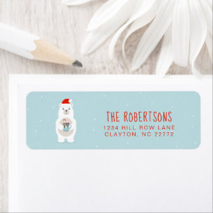 Polar Bear and Hot Cocoa Christmas Return Address Label