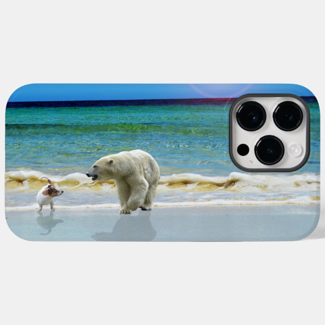 Polar Bear And Jack Russel On The Beach, Case-Mate iPhone Case (Back (Horizontal))