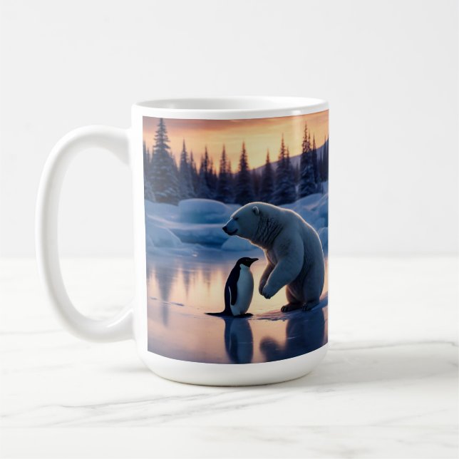 Polar bear and penguin coffee mug (Left)