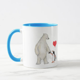Polar bear and penguin 'love you' mug