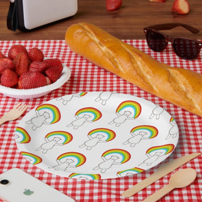 Polar Bear and Rainbow Party Paper Plate (Picnic)