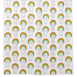 Polar Bear and Rainbow Pattern Shower Curtain