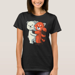 Polar Bear And Red Panda Cute Animals Hugging Wome T-Shirt