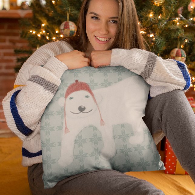 Polar Bear and Reindeer Illustrations Winter Cushion (Creator Uploaded)