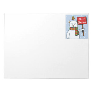 Polar Bear and Robin Christmas Greeting Notepad